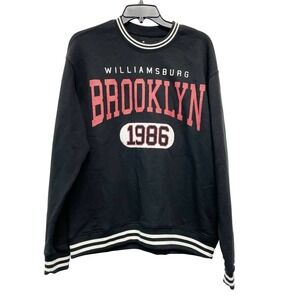 Goodie Two Sleeves Men's Williamsburg Brooklyn 1986 Crewneck Pullover Black S
